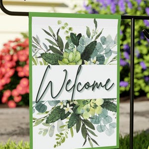 Garden Flag, Floral Welcome Garden Banner, Outdoor House Decor, Spring Summer Garden Yard Sign, Beautiful Garden Decor, Housewarming Gift