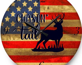Deer Hunting Wall Clock: Rustic Cabin Decor, Hunter Gift