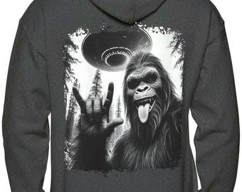 Bigfoot UFO Hoodie: Sasquatch Alien Abduction Pullover