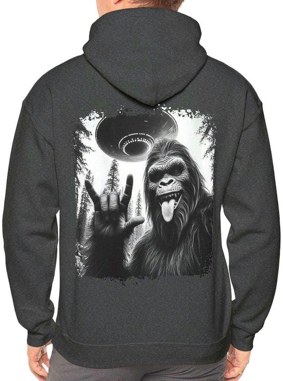 Bigfoot UFO Hoodie: Sasquatch Alien Abduction Pullover