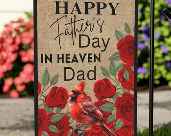 Father&#39;s Day Memorial Garden Flag: Cardinal & Roses Decor