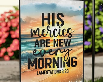 Inspirational Christian Garden Flag: Bible Verse Ocean View