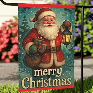 Santa Claus Christmas Garden Flag: Double-Sided Holiday Yard Decor