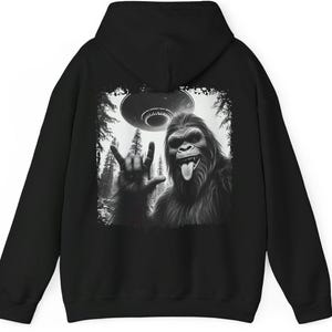 Bigfoot UFO Hoodie: Sasquatch Alien Abduction Pullover image 4
