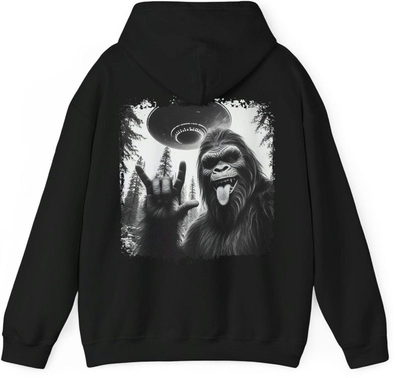 Bigfoot UFO Hoodie: Sasquatch Alien Abduction Pullover image 4