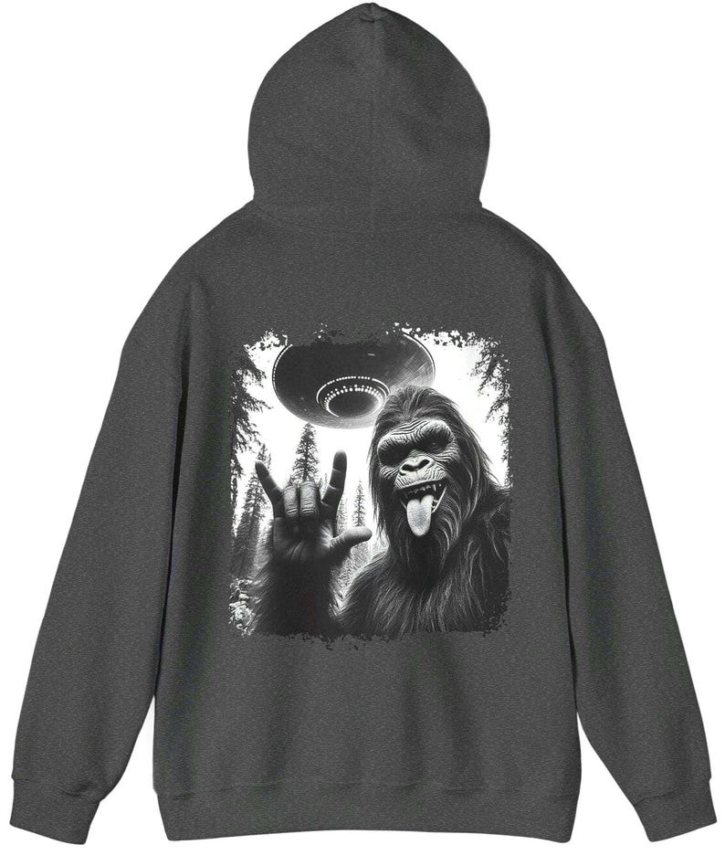 Bigfoot UFO Hoodie: Sasquatch Alien Abduction Pullover image 2