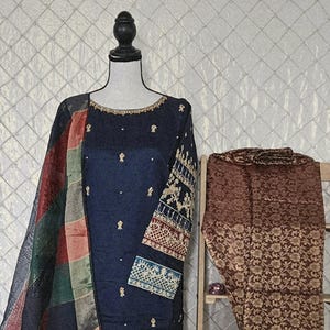 Confectiekostuum 3 delig Pakistaans salwar-kameez-feestkostuum klaar voor verzending, maat M
