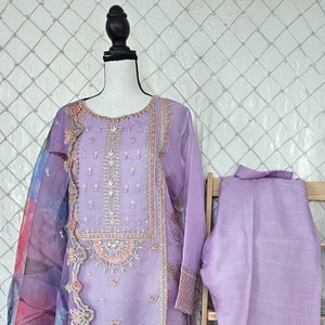 L/XL Prêt-à-porter 3 stuks Pakistaans salwar kameez feestkostuum klaar voor verzending maat L/XL