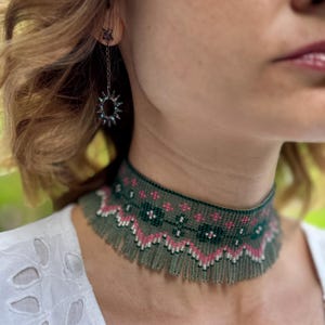 Unique necklace | Ukrainian traditional necklace | Choker | Beaded Choker | Beaded Necklace | Native beadwork | Handmade Jewelry
