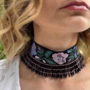 Unique necklace | Ukrainian traditional necklace | Choker | Beaded Choker | Beaded Necklace | Native beadwork | Handmade Jewelry