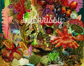 Understory (Sea) Collage Art Print 8x10