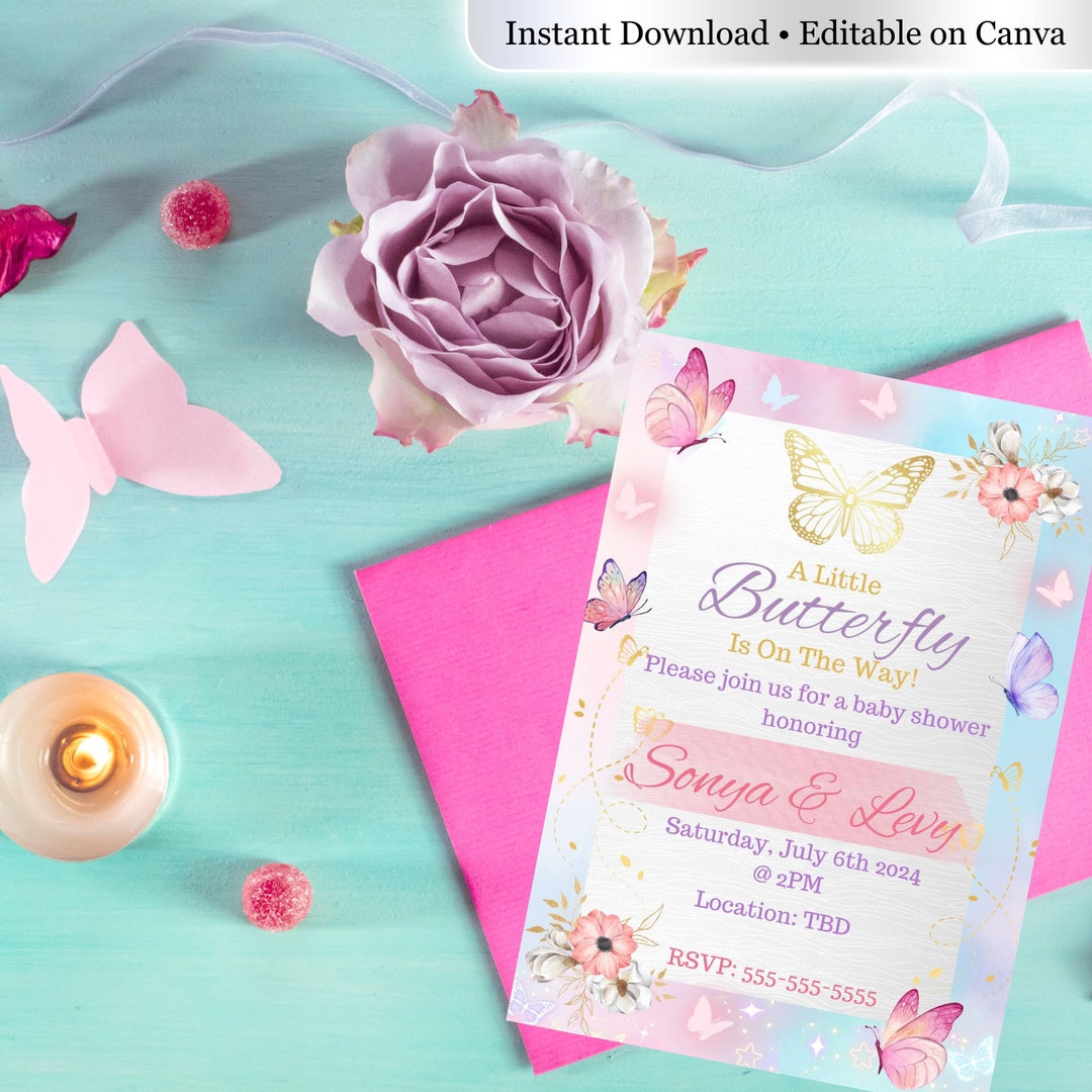 Editable Butterfly Baby Shower Invitation - Etsy