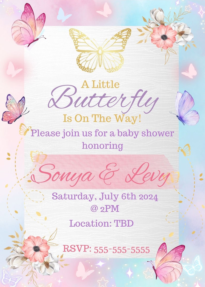 Editable Butterfly Baby Shower Invitation - Etsy