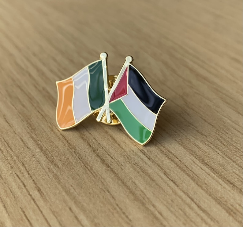Palestine Ireland friendship badge Palestine fundraiser Gaza badge Palestine enamel lapel pin badge Gaza fundraiser Palestine Ireland flag image 1