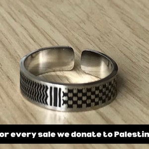 Palestine ring with ring box, Palestine keffiyeh ring, Palestine jewellery, Palestine pattern ring, Eid gift, Ramadan gift, Muslim gift
