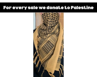 Palästina Schal, Palästina Keffiyeh, Palästina Shemagh, 100% Baumwolle, Palästina Spendenaktion, Keffiyeh sand farbe