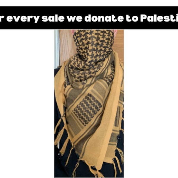 Palestine Scarf, Palestine keffiyeh, Palestine shemagh, 100% cotton, Palestine fundraiser, keffiyeh sand colour