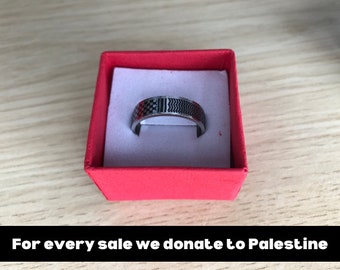 Palestina ring met ringdoos, Palestina keffiyeh ring, Palestina sieraden, Palestina patroonring, Eid geschenk, Ramadan geschenk, moslim geschenk