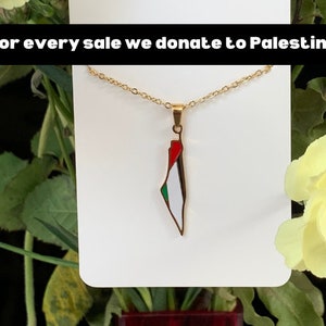 Collier Palestine, collier couleurs du drapeau Palestine, collecte de fonds pour la Palestine, bijoux Palestine, collier islamique, cadeau du ramadan, cadeau de l'Aïd image 1