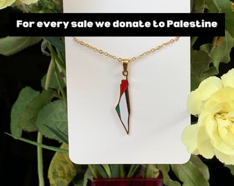 Collier Palestine, collier couleurs du drapeau Palestine, collecte de fonds pour la Palestine, bijoux Palestine, collier islamique, cadeau du ramadan, cadeau de l'Aïd