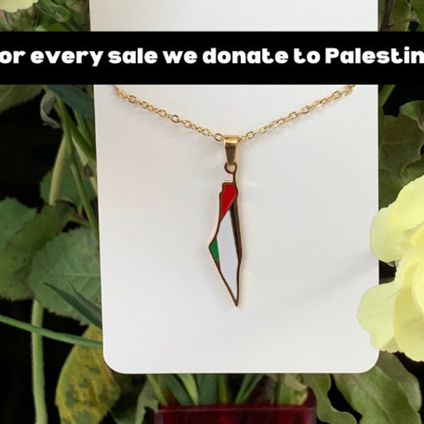 Collier Palestine, collier couleurs du drapeau Palestine, collecte de fonds pour la Palestine, bijoux Palestine, collier islamique, cadeau du ramadan, cadeau de l'Aïd