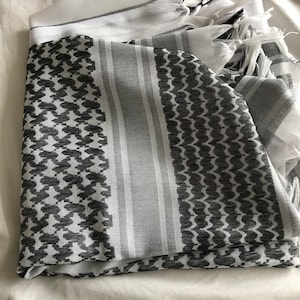 Palestine Scarf, Palestine keffiyeh, Palestine shemagh, 100% cotton, Palestine fundraiser, traditional black and white image 5