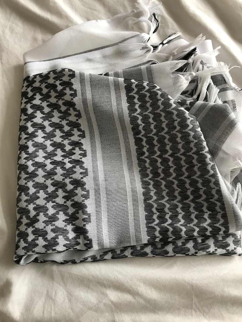 Palestine Scarf, Palestine keffiyeh, Palestine shemagh, 100% cotton, Palestine fundraiser, traditional black and white zdjęcie 5