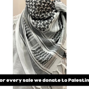 Palestine Scarf, Palestine keffiyeh, Palestine shemagh, 100% cotton, Palestine fundraiser, traditional black and white zdjęcie 1