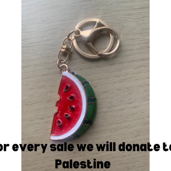 Porte-clés pastèque Palestine, porte-clés pastèque, porte-clés couleurs Palestine, porte-clés Gaza, collecte de fonds Palestine