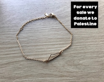 Palestine gold bracelet, Palestine country shape bracelet, Gaza bracelet, Palestine fundraiser, Palestine country shape jewellery