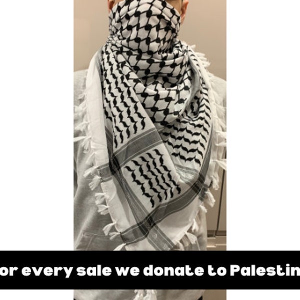 Palestine Scarf, Palestine keffiyeh, Palestine shemagh, 100% cotton, Palestine fundraiser, traditional black and white