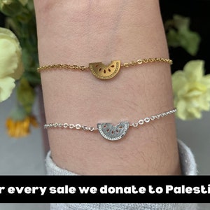 Palestine bracelet, watermelon bracelet, gold watermelon bracelet, palestine watermelon, palestine jewellery, gift for Muslim, Eid gift
