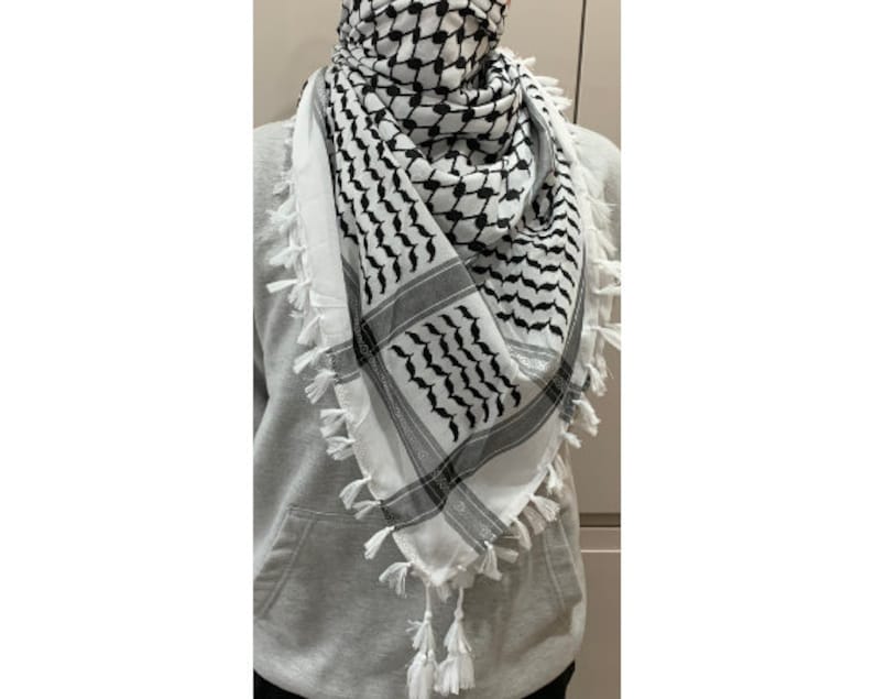Palestine Scarf, Palestine keffiyeh, Palestine shemagh, 100% cotton, Palestine fundraiser, traditional black and white image 5