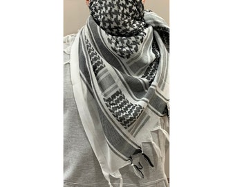 Palästina Schal, Palästina Keffiyeh, Palästina Shemagh, 100% Baumwolle, Palästina Spendenaktion, traditionelles Schwarz und Weiß