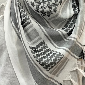 Palestina sjaal, Palestina keffiyeh, Palestina shemagh, 100% katoen, Palestina fondsenwerving, traditioneel zwart en wit afbeelding 8