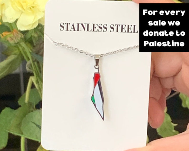 Collier Palestine, collier couleurs du drapeau Palestine, collecte de fonds pour la Palestine, bijoux Palestine, collier islamique, cadeau du ramadan, cadeau de l'Aïd image 2