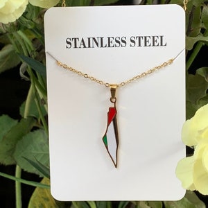 Palestine necklace, Palestine flag colours necklace, palestine fundraiser, Palestine jewellery, Islamic necklace, Ramadan gift, Eid gift Gold