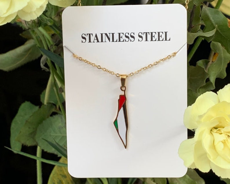 Palestine necklace, Palestine flag colours necklace, palestine fundraiser, Palestine jewellery, Islamic necklace, Ramadan gift, Eid gift Gold