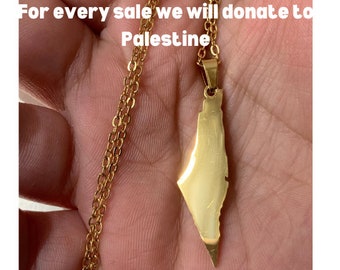 Palestine necklace, Palestine gold country shape necklace, Palestine fundraiser, Palestine jewellery, Eid gift, Islamic necklace, Muslim
