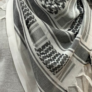 Palestina sjaal, Palestina keffiyeh, Palestina shemagh, 100% katoen, Palestina fondsenwerving, traditioneel zwart en wit Style 2
