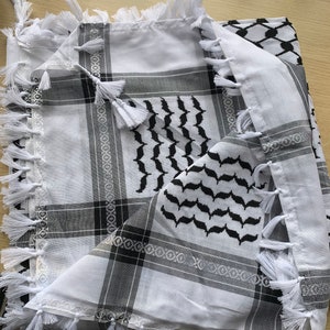 Palestina sjaal, Palestina keffiyeh, Palestina shemagh, 100% katoen, Palestina fondsenwerving, traditioneel zwart en wit Style 1