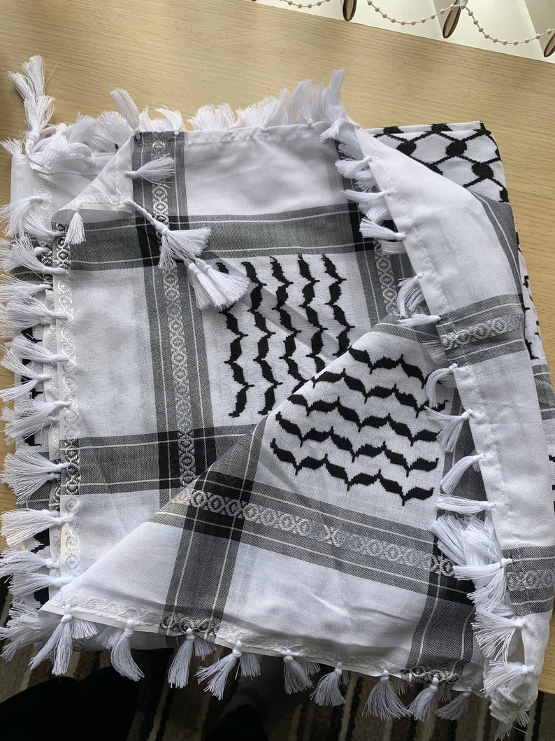 Palestina sjaal, Palestina keffiyeh, Palestina shemagh, 100% katoen, Palestina fondsenwerving, traditioneel zwart en wit Style 1