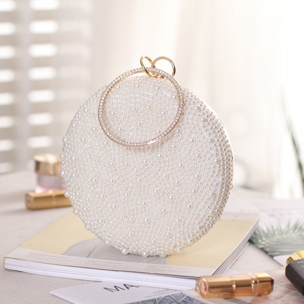 Beaded Clutch Evening Bag - Perfect for Wedding Banquets, Pearl Bridal Purse Ideal for Bridesmaids, Thoughtful Bridal Gift