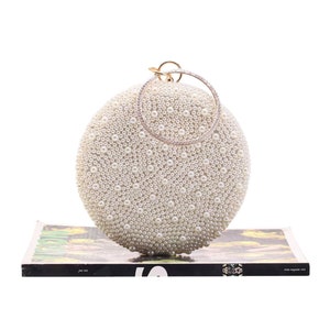 Beaded Clutch Evening Bag Perfect for Wedding Banquets, Pearl Bridal Purse Ideal for Bridesmaids, Thoughtful Bridal Gift Bild 3