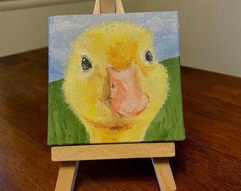 Gift Mini Original painting What a duck? wall art Little sparkly duck Gift Mini Original painting What a duck? wall art Little sparkly duck