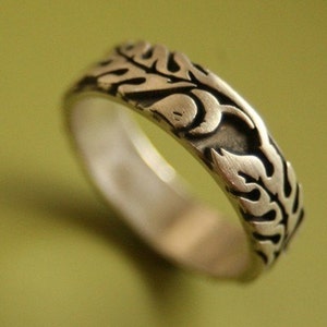Wide Silver Oak Ring