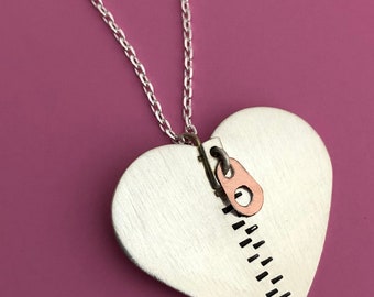 Zipper Club CHD Heart Necklace