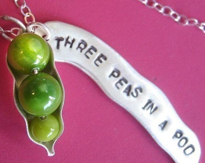 Three Peas in a Pod Charm Necklace Etsy