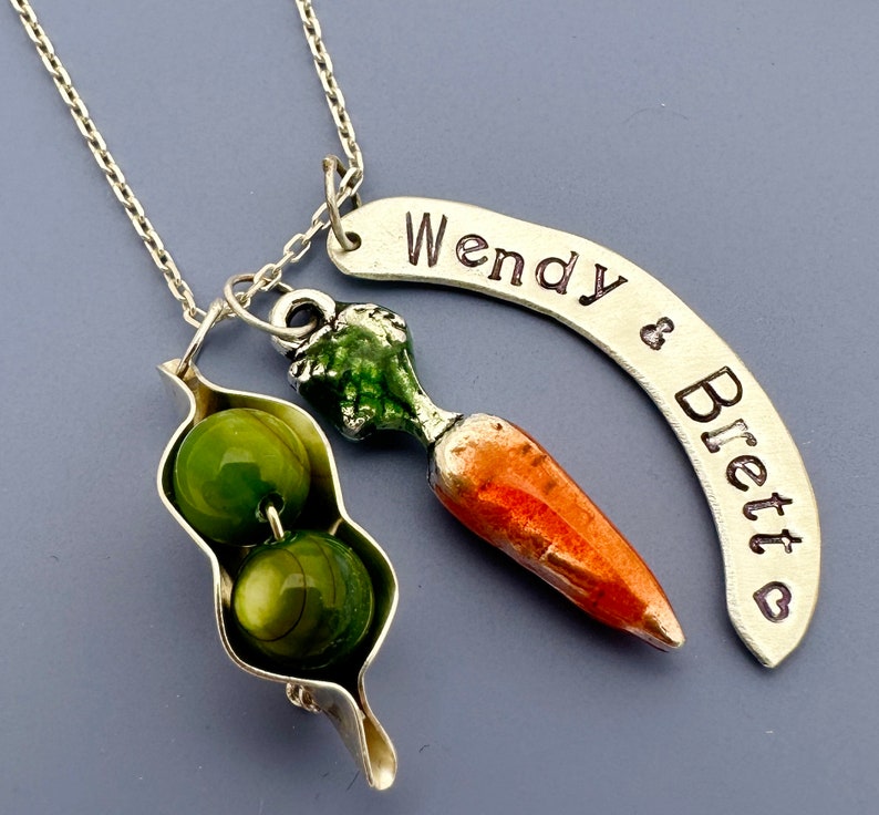 Peas and Carrots Charm Necklace image 1