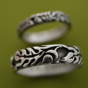 Silver Oak Wedding Ring Set image 2